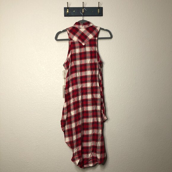 Shyanne Red Plaid Sleeveless Western High-Low Button Up Top Women's XS Rodeo NWT - Picture 12 of 12